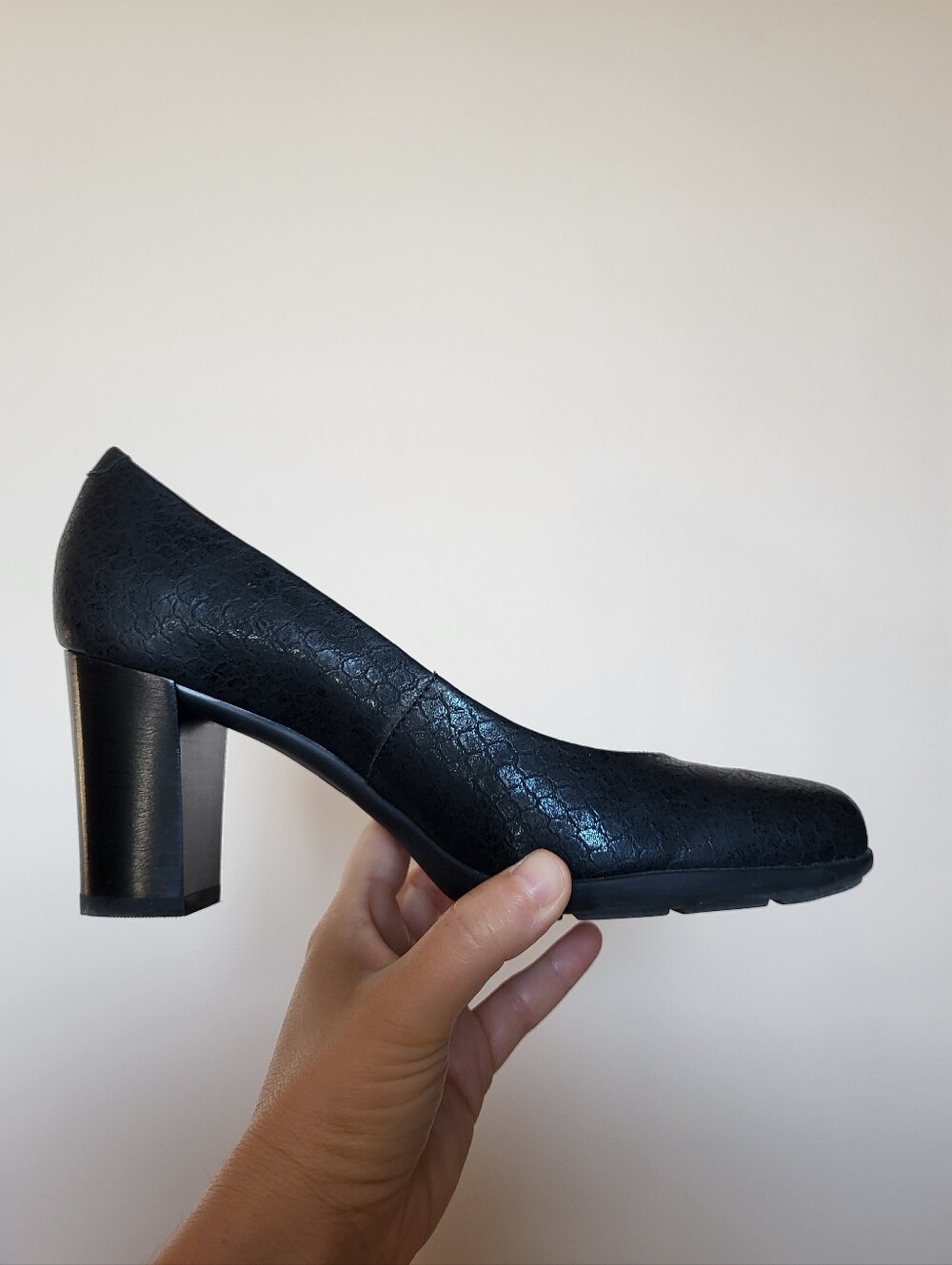 Geox Respira D Annya Black Pearl Print Synthetic Leather Heels